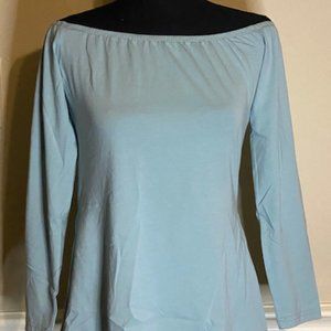 NEW-Blue Off Shoulder Quarterlink Shirt